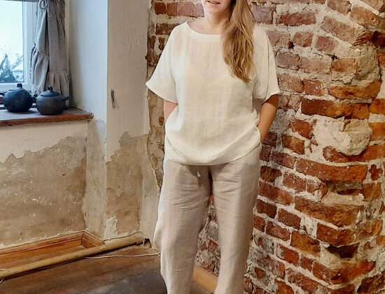 Linen top Roze